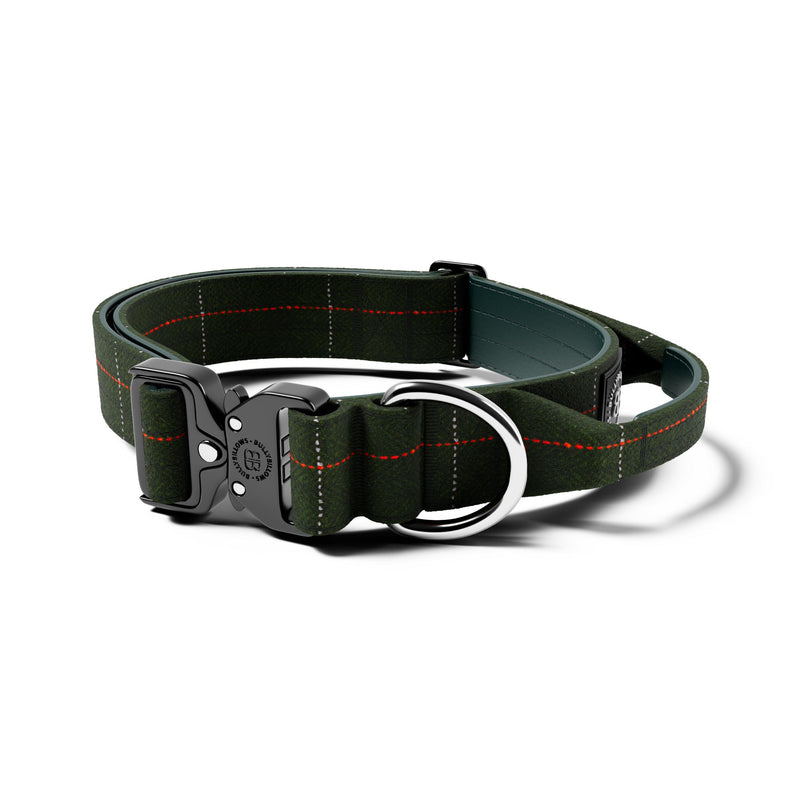 4cm Tweed Combat® Collar | Handle & Secure Clip - Forest Green