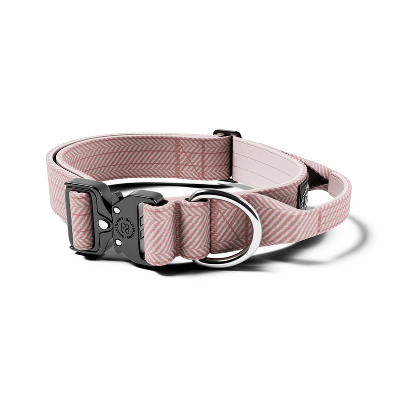 4cm Herringbone Combat® Collar | Handle & Rated Clip - Soft Pink