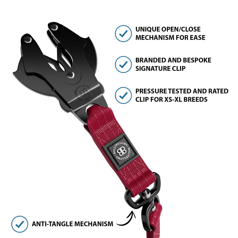1.4m Swivel Combat Lead | Anti-Tangle & Secure Clip - Burgundy