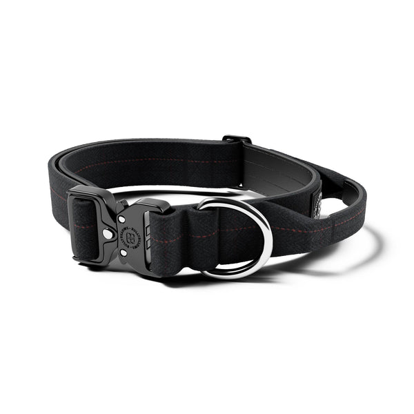 4cm Tweed Combat® Collar | Handle & Secure Clip - Charcoal Black