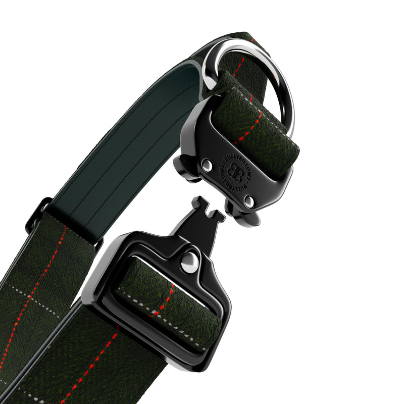 4cm Tweed Combat® Collar | Handle & Secure Clip - Forest Green