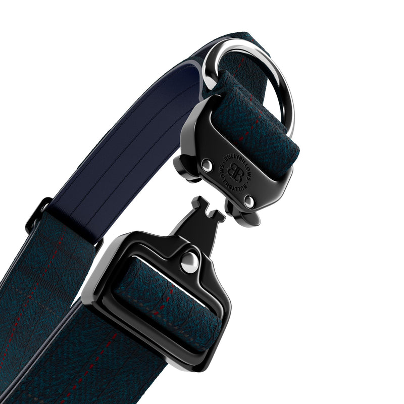 4cm Tweed Combat® Collar | Handle & Secure Clip - Midnight Blue