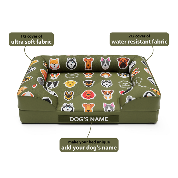 Luxury Dog Bed - Sage Edition | Add your dogs name