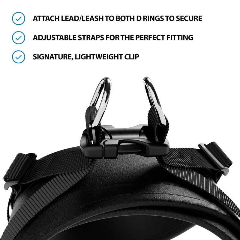 Boomerang Harness - XS-M Breeds - Black