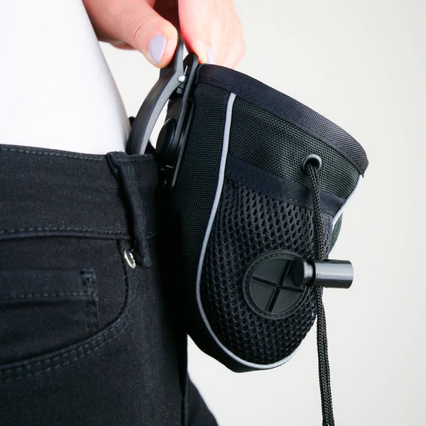 Dog Treat Pouch - Attachable & Poop Bag Holder - Black