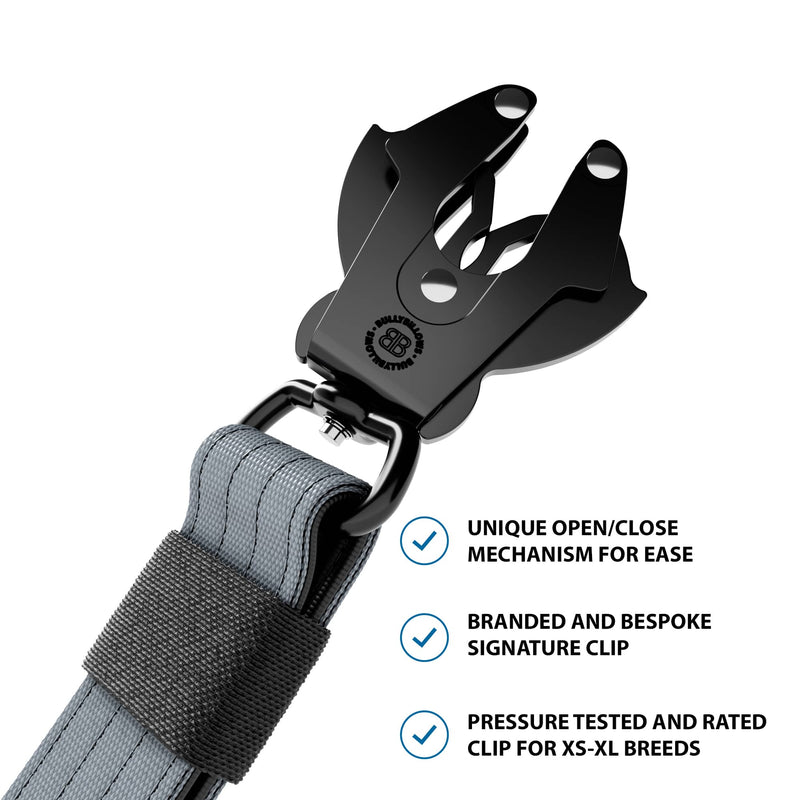 La laisse de la circulation de combat | Poignée courte pour le contrôle - gris métallique