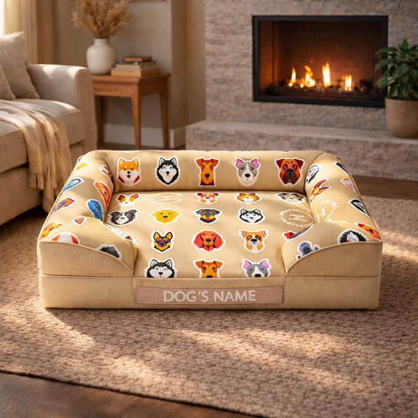 Luxury Dog Bed - Beige Edition | Add your dogs name