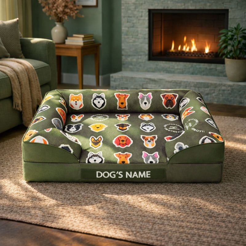Luxury Dog Bed - Sage Edition | Add your dogs name