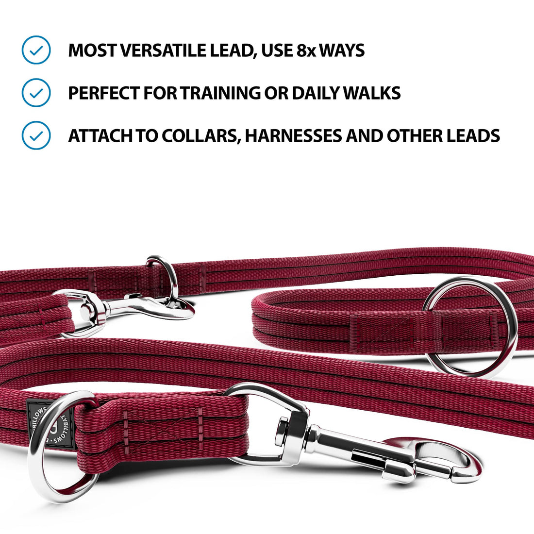 featured image of Training Double Ended Dog Leash | 2m Length - Burgundy