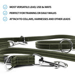 Double Ended Training Leash | All Breeds - Durable & Soft 2m Leash - Khaki