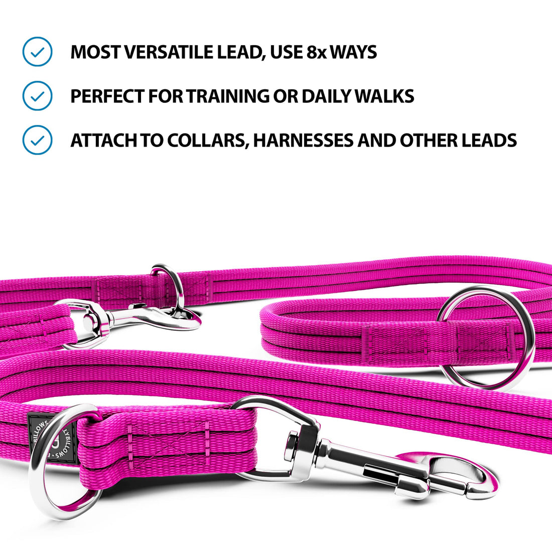 featured image of Training Double Ended Dog Leash | 2m Length - Magenta