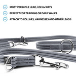 Double Ended Training Leash | All Breeds - Durable & Soft 2m Leash - Metal Grey