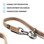 Double Ended Training Leash | All Breeds - Durable & Soft 2m Leash - Military Tan