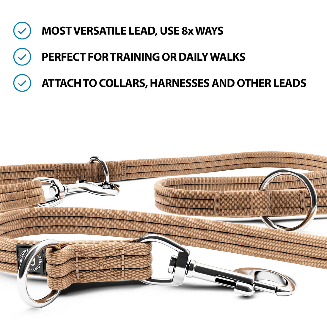 featured image of Training Double Ended Dog Leash | 2m Length - Tan