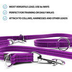 Double Ended Training Leash | All Breeds - Durable & Soft 2m Leash - Purple