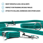 Double Ended Training Leash | All Breeds - Durable & Soft 2m Leash - Turquoise