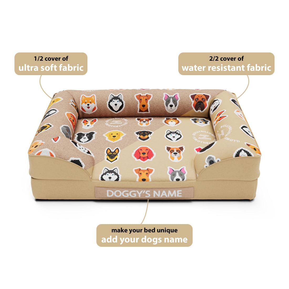 featured image of Luxury Dog Bed - Beige Edition | Add your dogs name