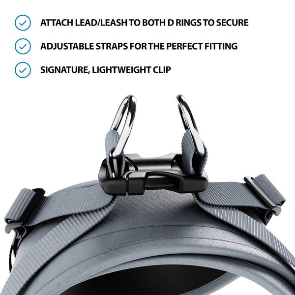 Boomerang Harness - XS-M Breeds - Grey