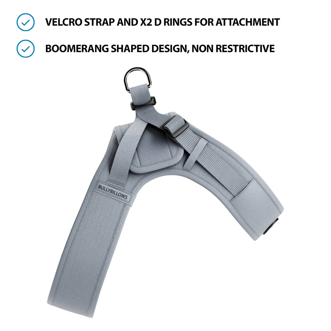 featured image of Boomerang Harness | XS-M Breeds - Grey