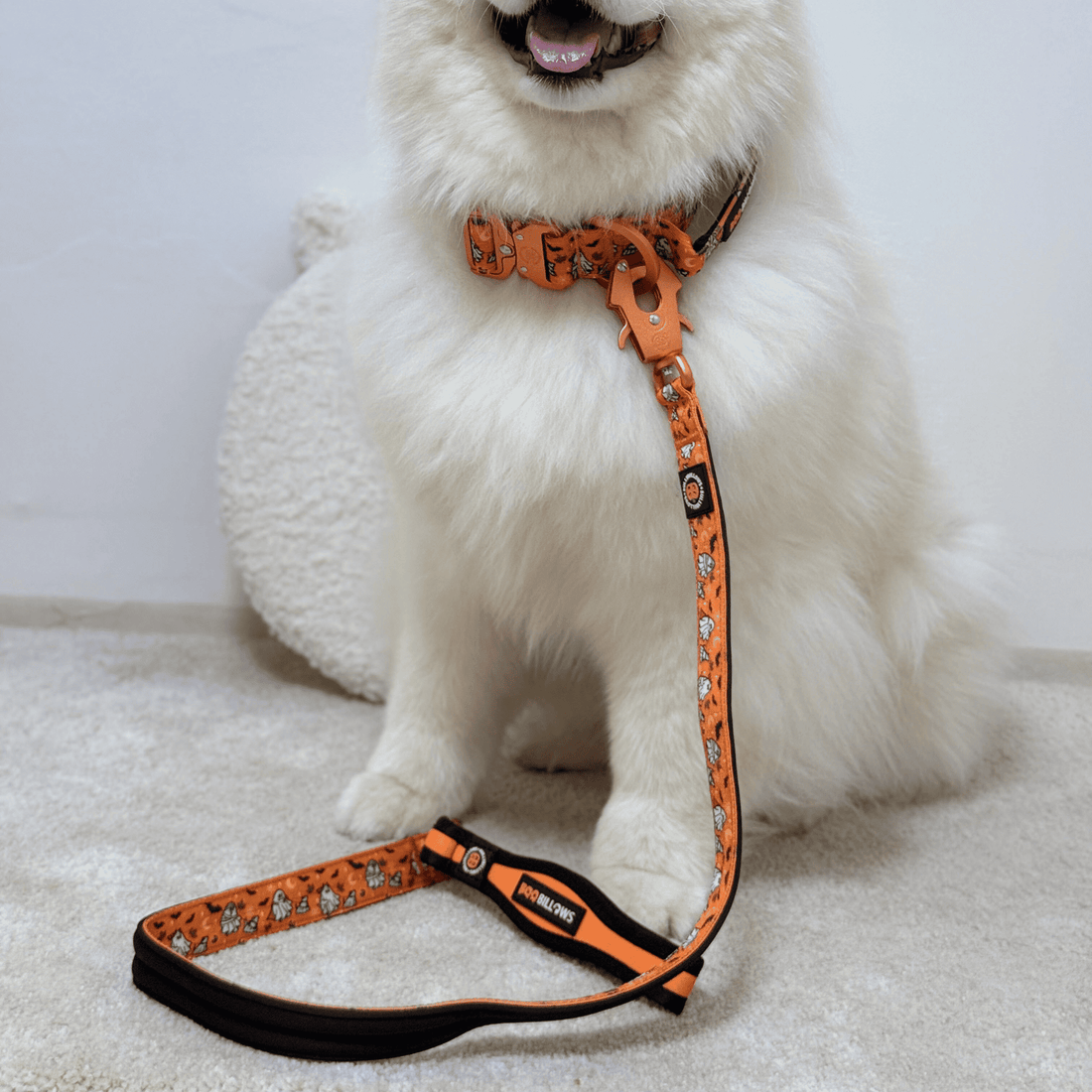 featured image of 1.2m Lighter Swivel Combat Lead | Anti-Tangle & Secure Clip - Halloween BooBillows - Orange