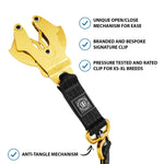 1.4m LIGHTER Swivel Combat Leash | Neoprene Lined, Secure Rated Clip with Soft Handle - Black, Yellow & Gold