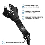 1.4m LIGHTER Swivel Combat Leash | Neoprene Lined, Secure Rated Clip with Soft Handle - Black x Black