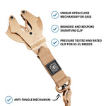 1.4m LIGHTER Swivel Combat Leash | Neoprene Lined, Secure Rated Clip with Soft Handle - Tan x Tan