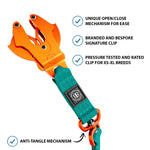 1.4m LIGHTER Swivel Combat Leash | Neoprene Lined, Secure Rated Clip with Soft Handle - Turquoise & Orange