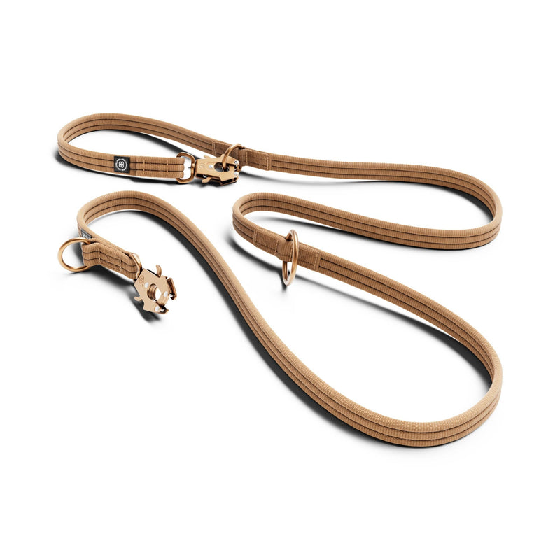 Lightweight Training Double Ended Dog Leash | 2m Length - Tan x Tan