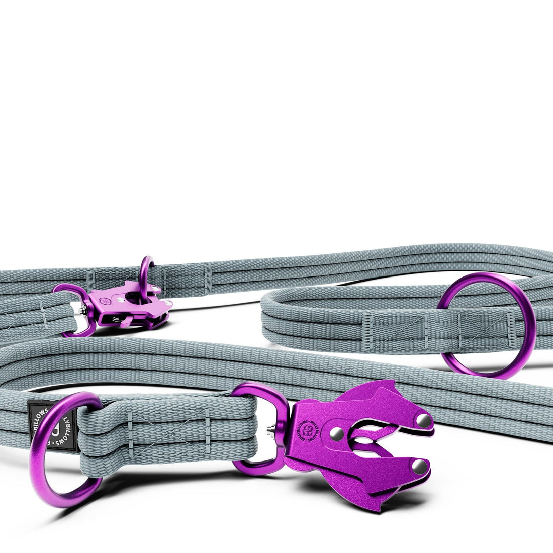 featured image of Lightweight Training Double Ended Dog Leash | 2m Length - Purple x Metal Grey