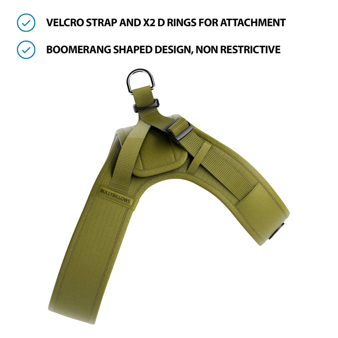 featured image of Boomerang Harness | XS-M Breeds - Olive Green