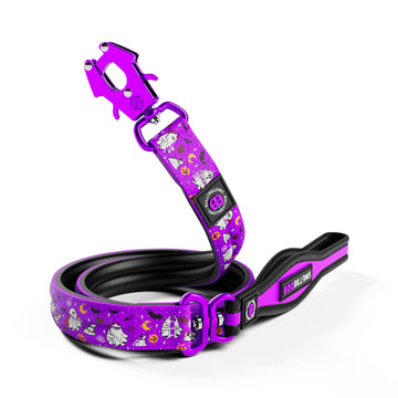 1.2m Lighter Swivel Combat Lead | Anti-Tangle & Secure Clip - Halloween BooBillows - Purple
