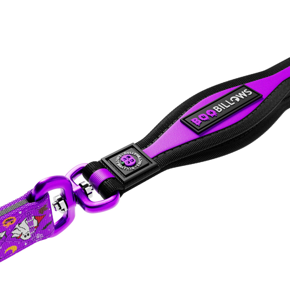 featured image of 1.2m Lighter Swivel Combat Lead | Anti-Tangle & Secure Clip - Halloween BooBillows - Purple