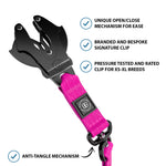 1.4m Swivel Combat Leash | Neoprene Lined, Secure Rated Clip with Soft Handle - Magenta