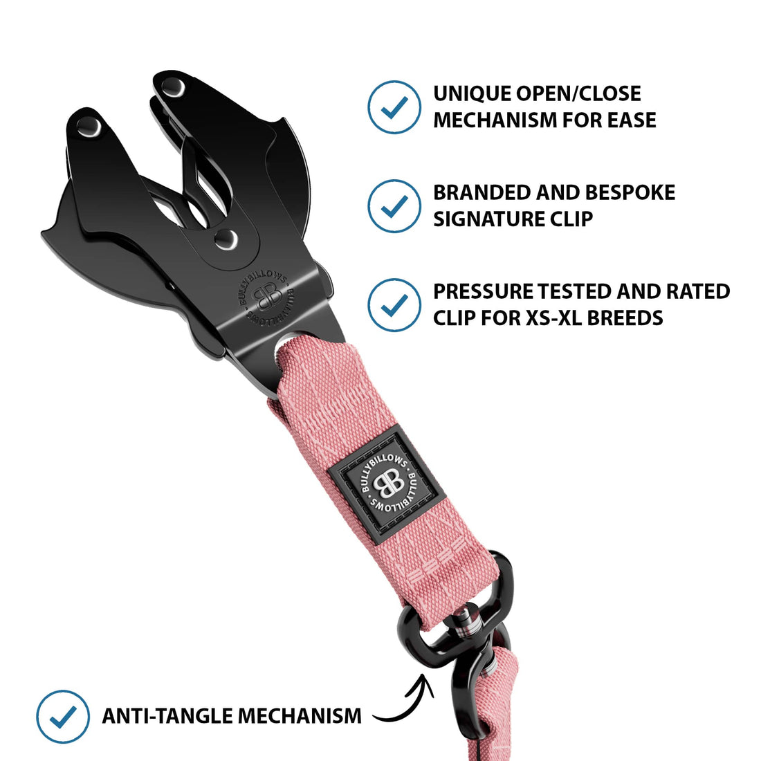 featured image of 1.4m Swivel Combat Lead | Anti-Tangle & Secure Clip - Pink