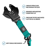 1.4m Swivel Combat Leash | Neoprene Lined, Secure Rated Clip with Soft Handle - Turquoise