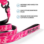 1.4m Swivel Combat Leash | Neoprene Lined, Secure Rated Clip with Soft Handle - CAMO Bubblegum