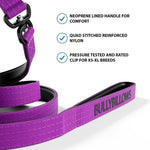 1.4m Swivel Combat Leash | Neoprene Lined, Secure Rated Clip with Soft Handle - Purple