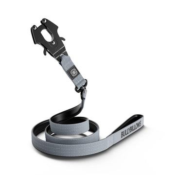 La laisse de combat pivotante de 1,4 m | Clip coté à doublure en néoprène avec poignée douce - gris métallique