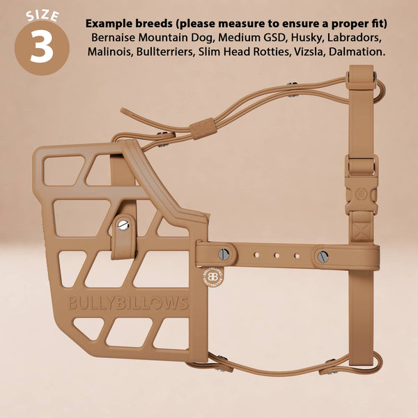Premium Comfort Muzzle | x2 Additional Head Straps - Tan