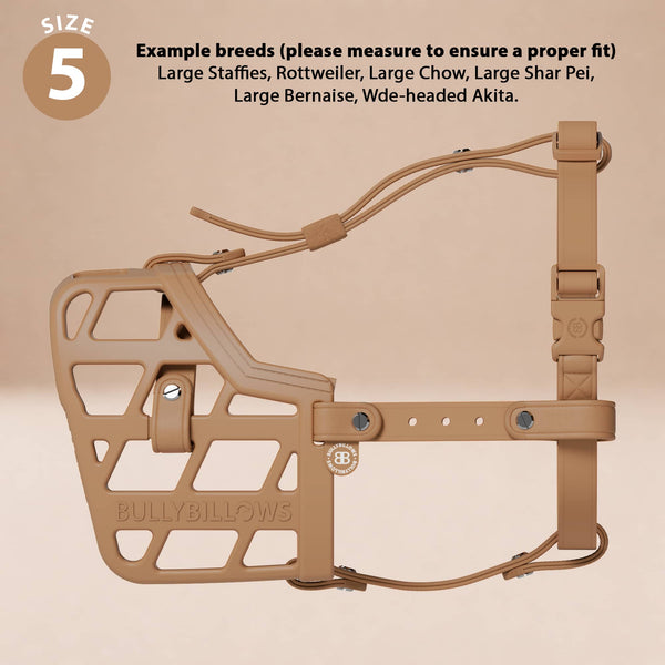 Premium Comfort Muzzle | x2 Additional Head Straps - Tan