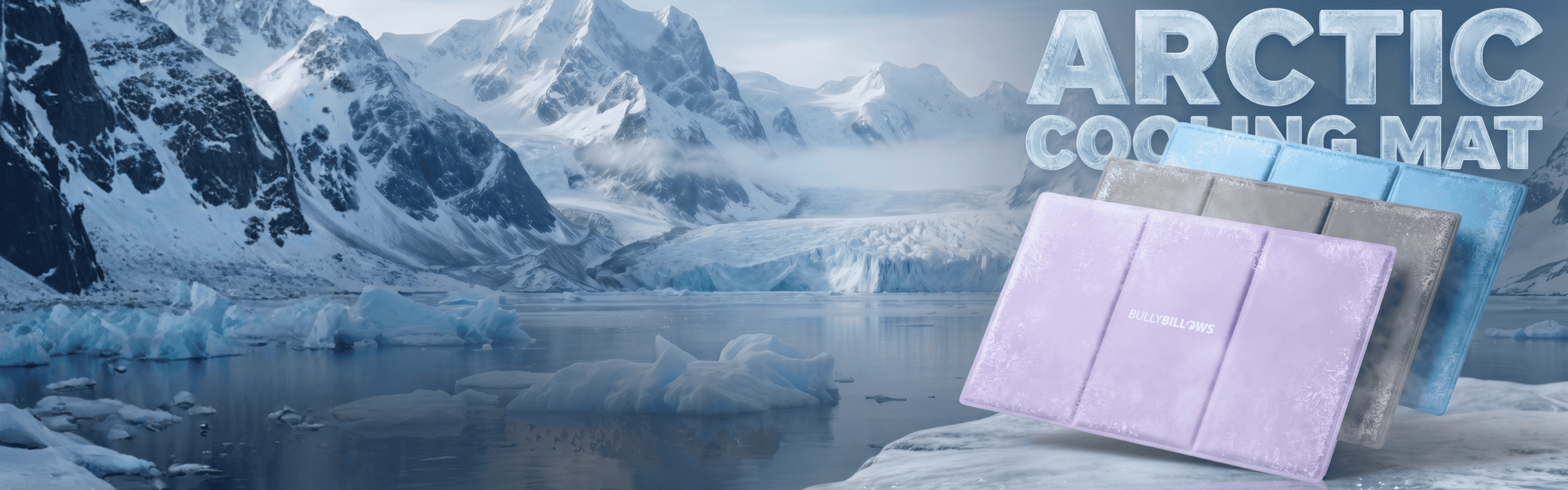 dog cooling mats with a glacier background