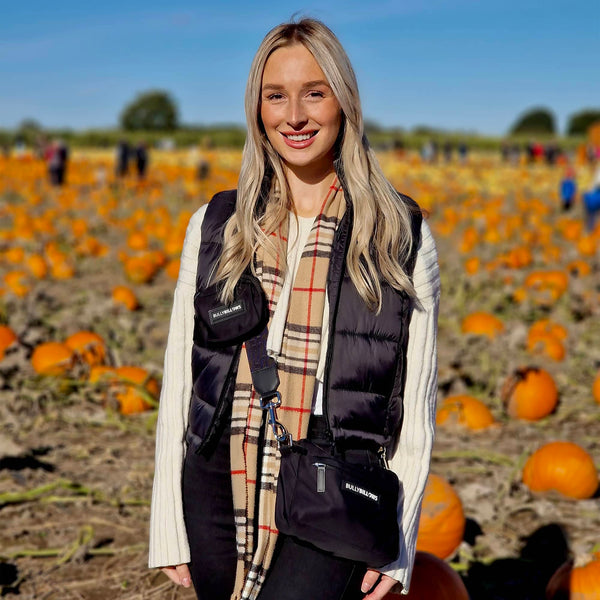 Unisex Luxury Human & Dog Walking Bag | With Adjustable Strap & Poop Bag Holder - Black